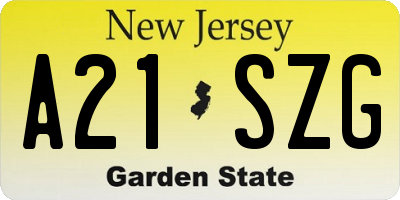 NJ license plate A21SZG