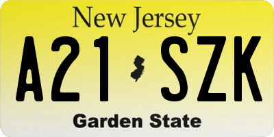 NJ license plate A21SZK