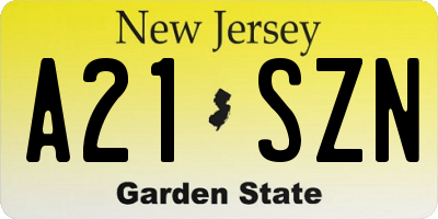 NJ license plate A21SZN