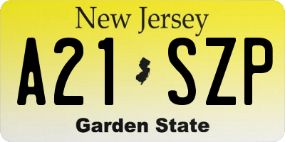 NJ license plate A21SZP