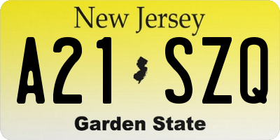 NJ license plate A21SZQ
