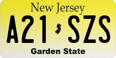 NJ license plate A21SZS