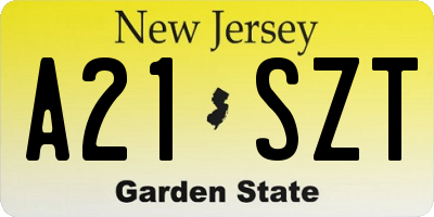 NJ license plate A21SZT