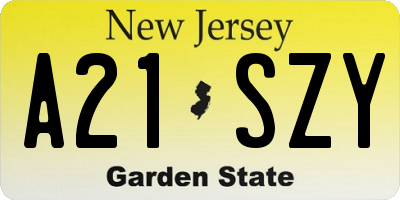 NJ license plate A21SZY