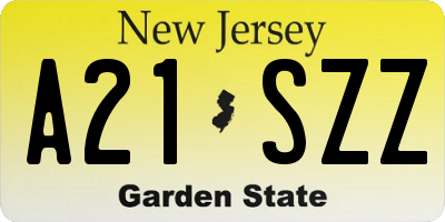 NJ license plate A21SZZ