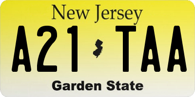 NJ license plate A21TAA