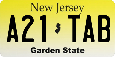 NJ license plate A21TAB