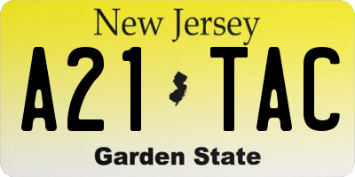 NJ license plate A21TAC