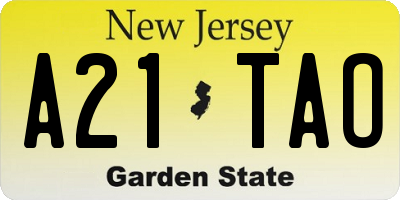 NJ license plate A21TAO