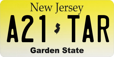 NJ license plate A21TAR