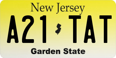 NJ license plate A21TAT
