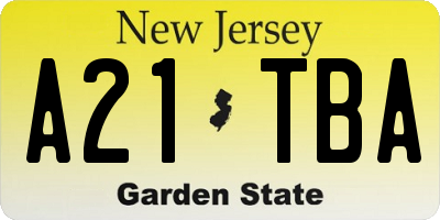 NJ license plate A21TBA