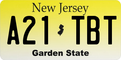 NJ license plate A21TBT