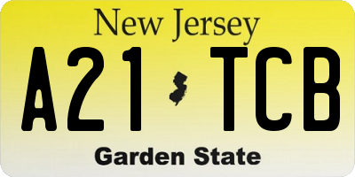 NJ license plate A21TCB