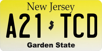 NJ license plate A21TCD