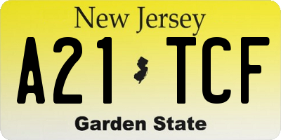 NJ license plate A21TCF