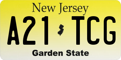 NJ license plate A21TCG
