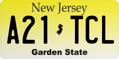 NJ license plate A21TCL