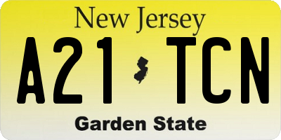 NJ license plate A21TCN