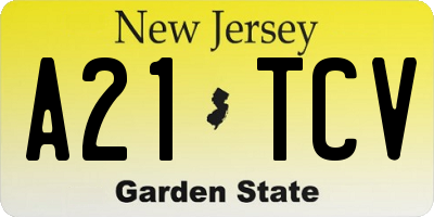 NJ license plate A21TCV