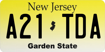 NJ license plate A21TDA