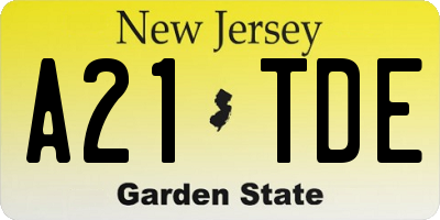 NJ license plate A21TDE