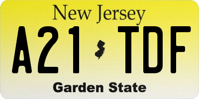 NJ license plate A21TDF