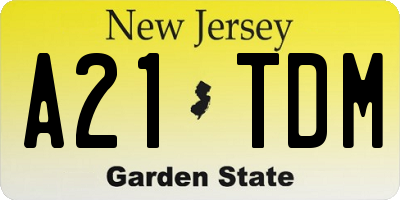 NJ license plate A21TDM