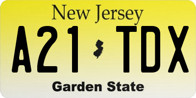 NJ license plate A21TDX