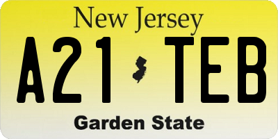 NJ license plate A21TEB