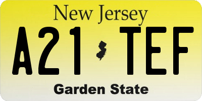 NJ license plate A21TEF