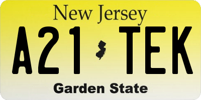 NJ license plate A21TEK