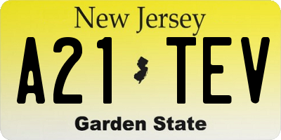 NJ license plate A21TEV
