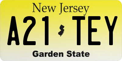 NJ license plate A21TEY