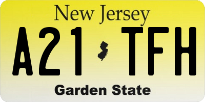 NJ license plate A21TFH