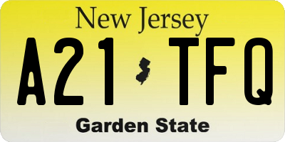 NJ license plate A21TFQ
