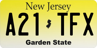 NJ license plate A21TFX