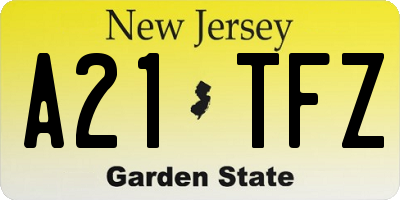 NJ license plate A21TFZ