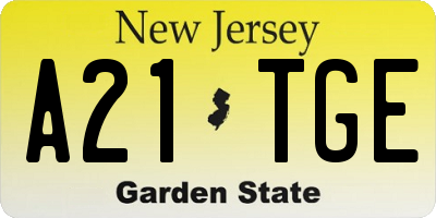 NJ license plate A21TGE