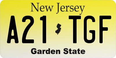NJ license plate A21TGF