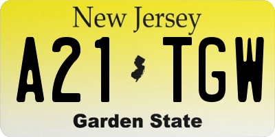 NJ license plate A21TGW