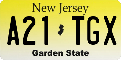 NJ license plate A21TGX