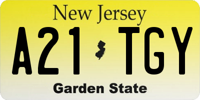 NJ license plate A21TGY