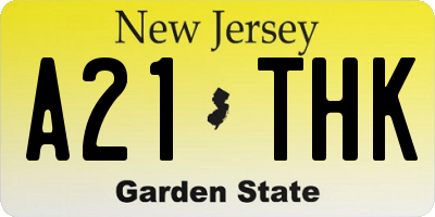 NJ license plate A21THK