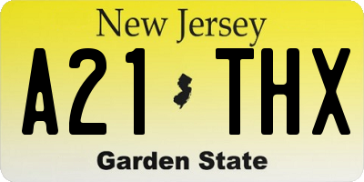 NJ license plate A21THX