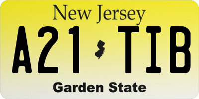 NJ license plate A21TIB