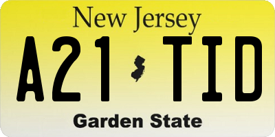 NJ license plate A21TID