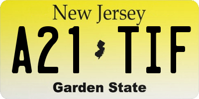 NJ license plate A21TIF
