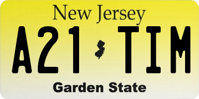 NJ license plate A21TIM