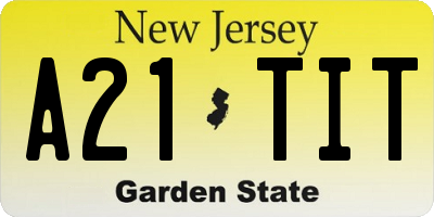 NJ license plate A21TIT